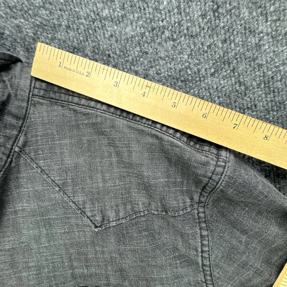 Wrangler Pearl Snap Denim Shirt Mens 2XL Gray Western Cowboy Rodeo Workwear - Picture 12 of 14